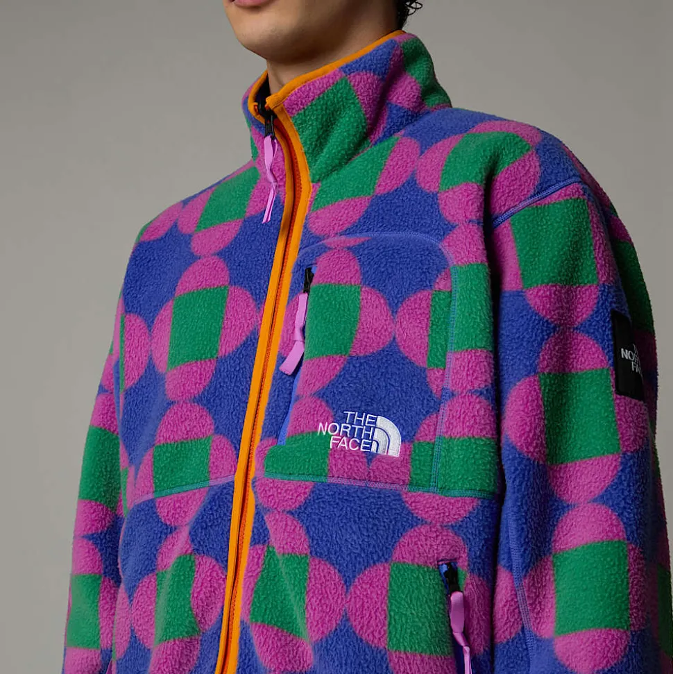 Cheap The North Face Unisex Vendbar TNF X Yinka Ilori Fleecejakke Med Tryk Solar Blue Lets Blossom Together Print