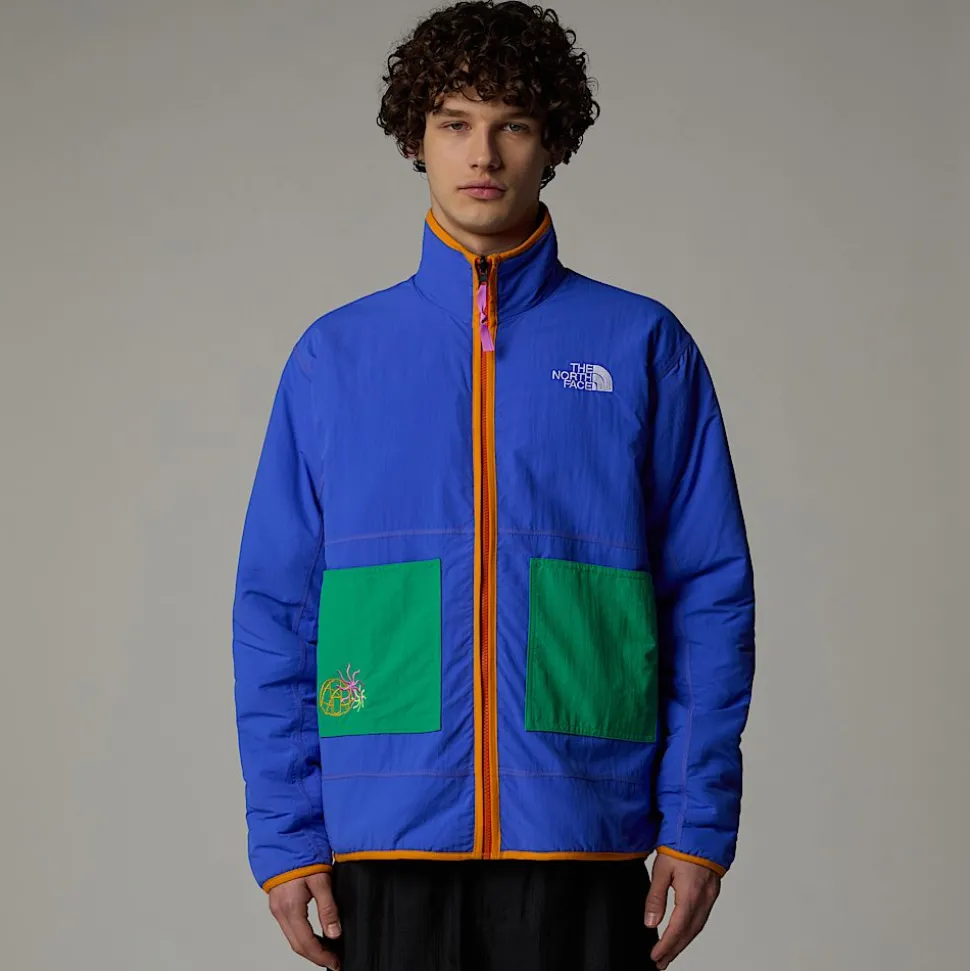 Cheap The North Face Unisex Vendbar TNF X Yinka Ilori Fleecejakke Med Tryk Solar Blue Lets Blossom Together Print