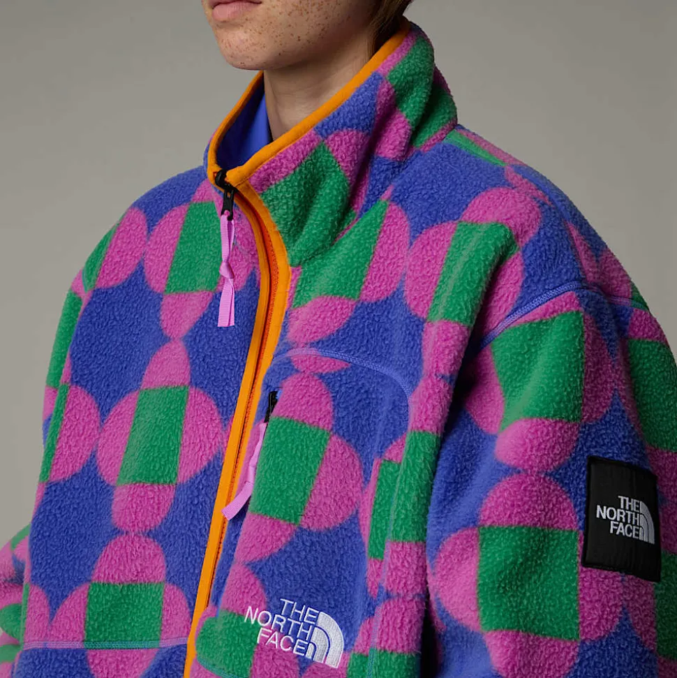 Cheap The North Face Unisex Vendbar TNF X Yinka Ilori Fleecejakke Med Tryk Solar Blue Lets Blossom Together Print