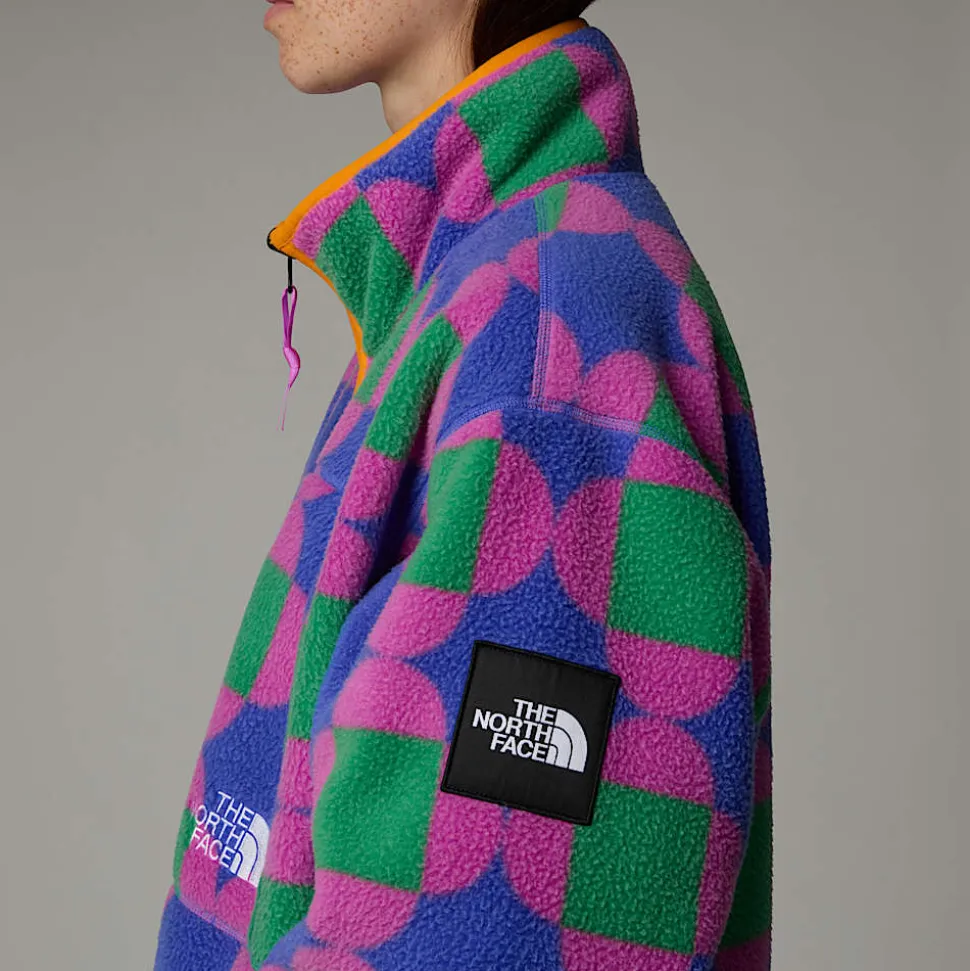 Cheap The North Face Unisex Vendbar TNF X Yinka Ilori Fleecejakke Med Tryk Solar Blue Lets Blossom Together Print