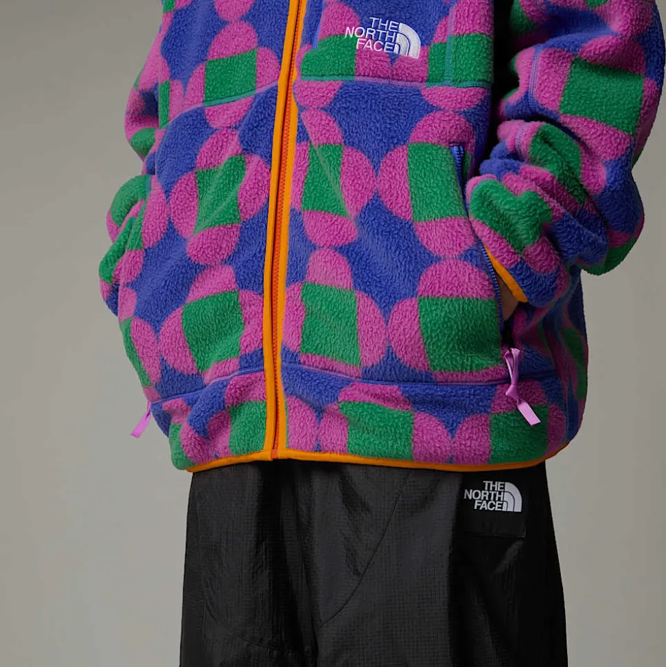 Cheap The North Face Unisex Vendbar TNF X Yinka Ilori Fleecejakke Med Tryk Solar Blue Lets Blossom Together Print