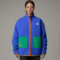 Cheap The North Face Unisex Vendbar TNF X Yinka Ilori Fleecejakke Med Tryk Solar Blue Lets Blossom Together Print