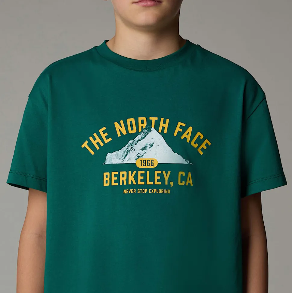 Online The North Face Varsity Graphic Oversized T-shirt Til Unge Evergreen