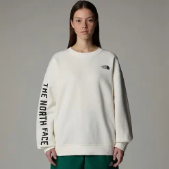 New The North Face Varsity Graphic Sweatshirt Til Damer White Dune