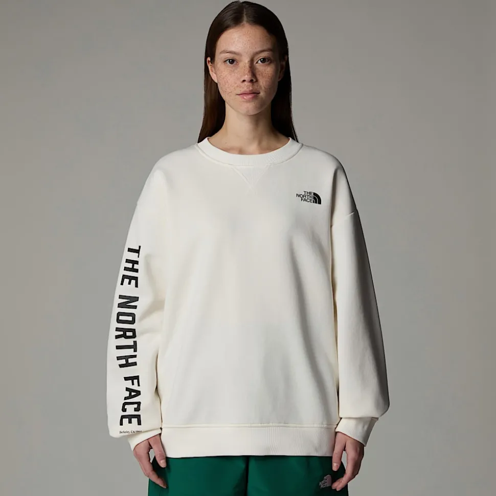 New The North Face Varsity Graphic Sweatshirt Til Damer White Dune