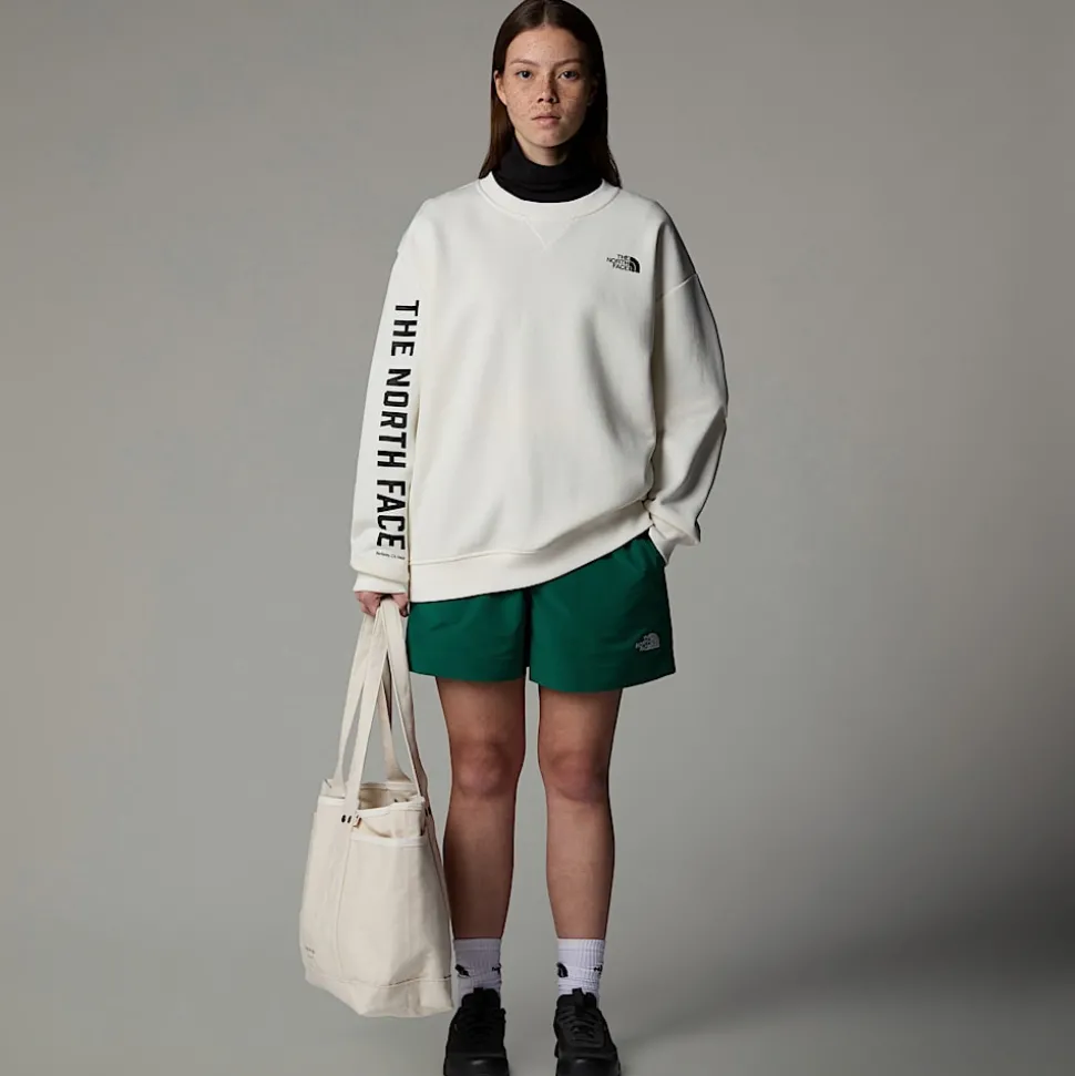 New The North Face Varsity Graphic Sweatshirt Til Damer White Dune