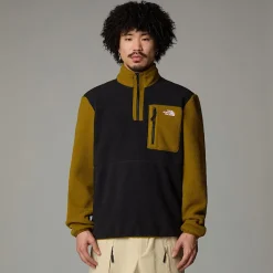 Sale The North Face Yumiori Fleecejakke Med Kvart Lynlås Til Herrer TNF Black-Moss Green-TNF Black