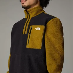 Sale The North Face Yumiori Fleecejakke Med Kvart Lynlås Til Herrer TNF Black-Moss Green-TNF Black