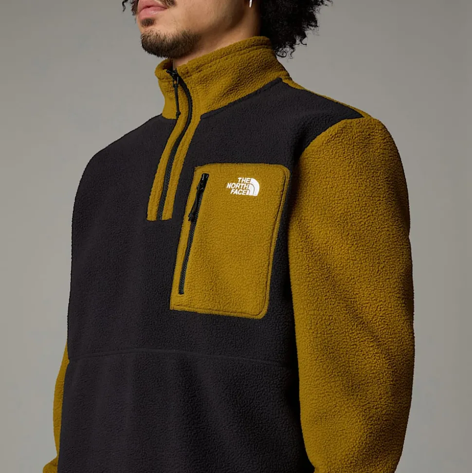 Sale The North Face Yumiori Fleecejakke Med Kvart Lynlås Til Herrer TNF Black-Moss Green-TNF Black