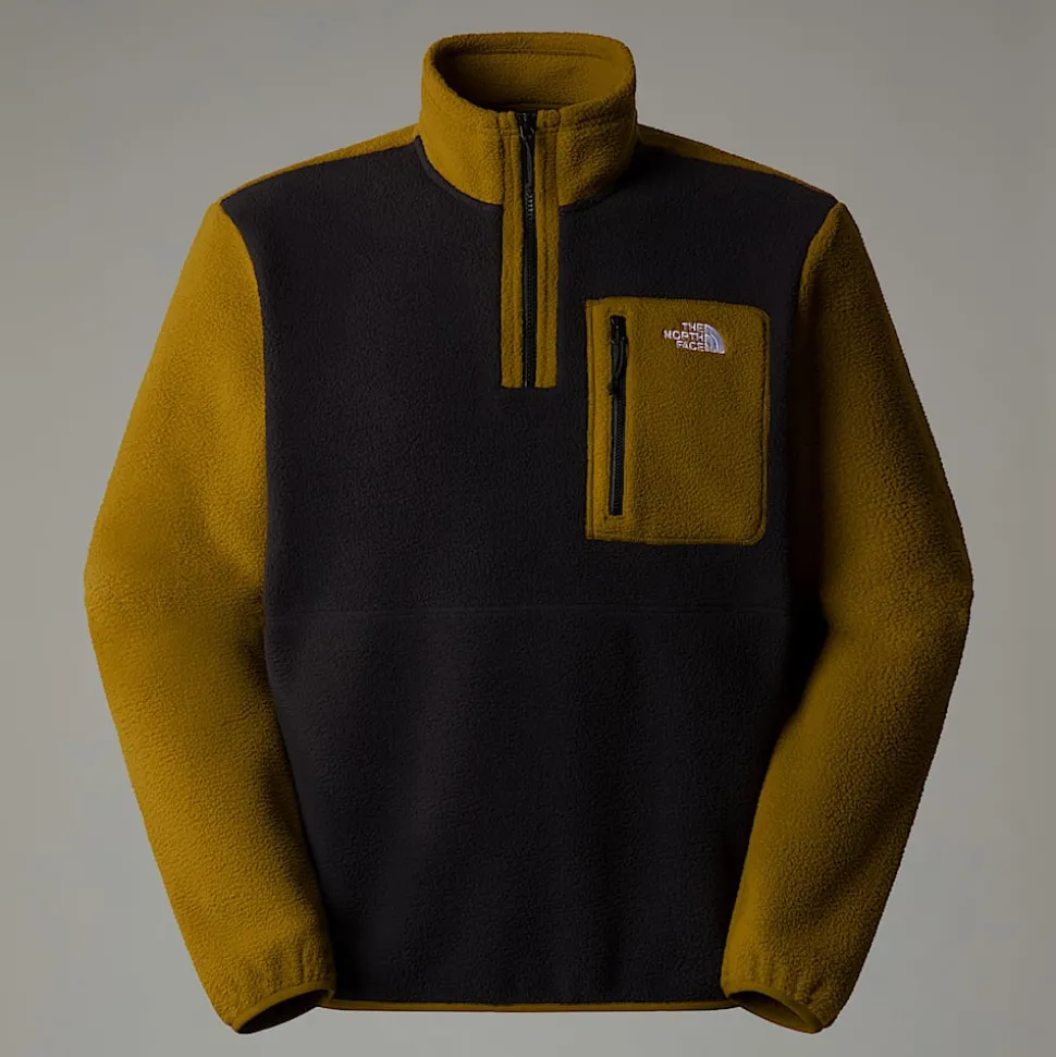 Sale The North Face Yumiori Fleecejakke Med Kvart Lynlås Til Herrer TNF Black-Moss Green-TNF Black
