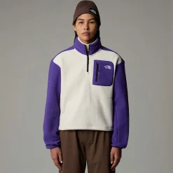 Best The North Face Yumiori Fleecejakke Med Kvart Lynlås Til Damer White Dune-Peak Purple-TNF Black