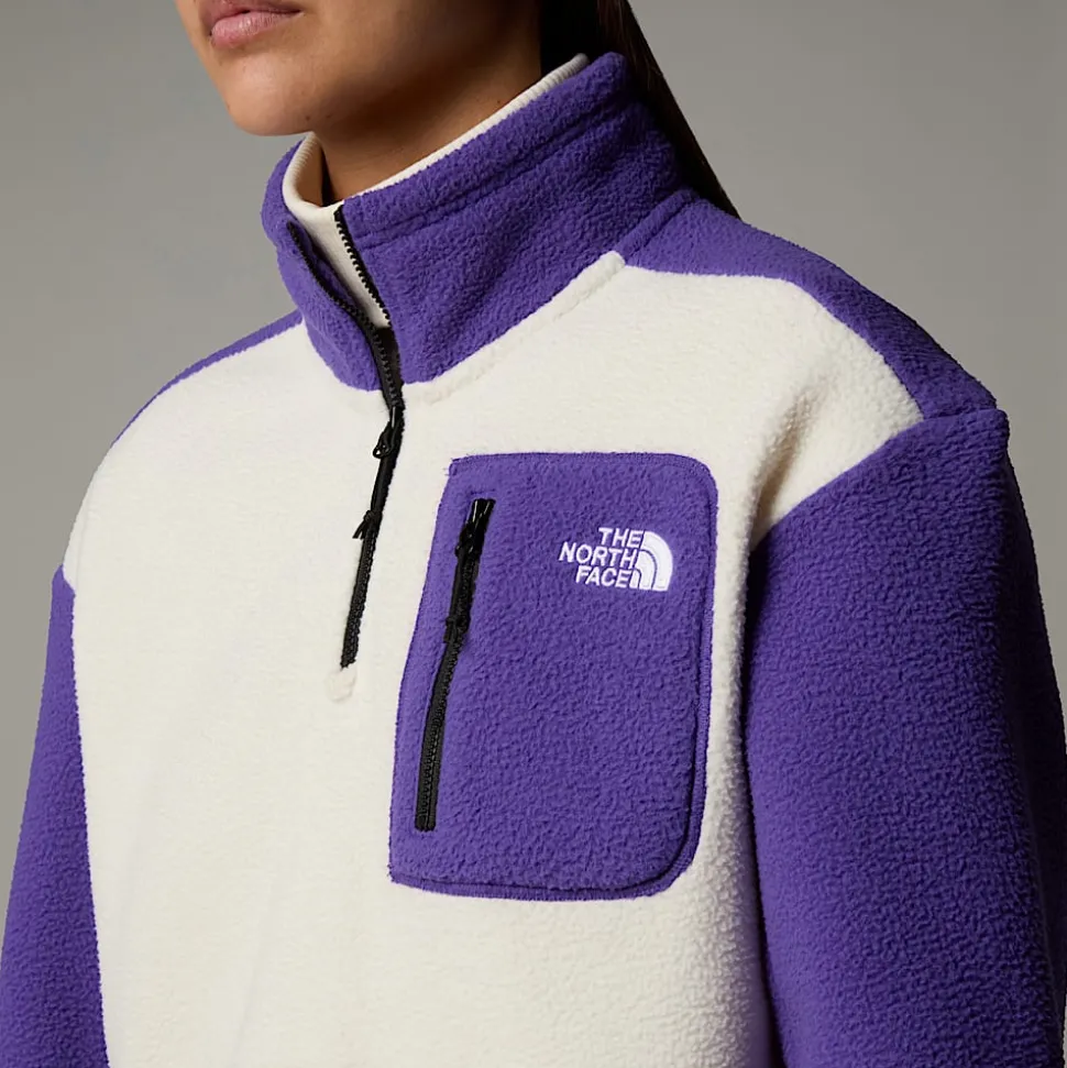 Best The North Face Yumiori Fleecejakke Med Kvart Lynlås Til Damer White Dune-Peak Purple-TNF Black