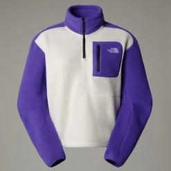 Best The North Face Yumiori Fleecejakke Med Kvart Lynlås Til Damer White Dune-Peak Purple-TNF Black