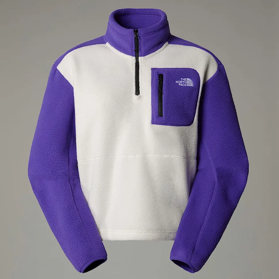 Best The North Face Yumiori Fleecejakke Med Kvart Lynlås Til Damer White Dune-Peak Purple-TNF Black